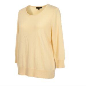 Liz Claiborne Women's Sweater Sz P Med Left Shoulder 3 Rhinestone Buttons Ivory